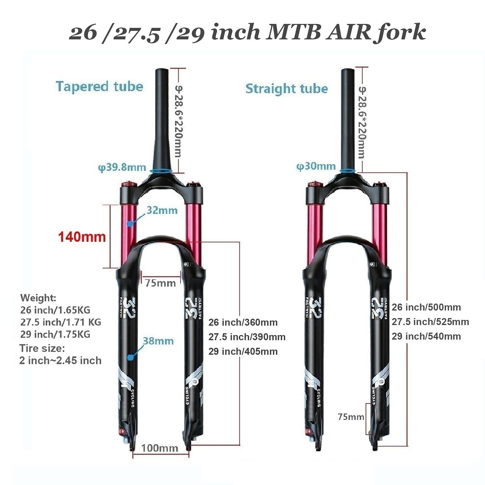 26/27.5インチ 超軽量1.6ＫＧ　マウンテンバイク　フロントフォーク Amazon.co.jp: 26インチ27.5インチ29er マウンテンバイク